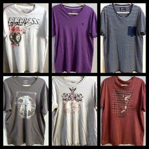 Lot of 6 Mens EXPRESS Graphic T Shirts Casual Tees Size L XL